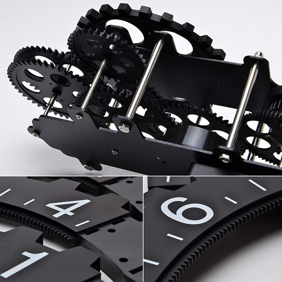 SHISEDECO Large Gear Wheel Hour Wall ClockPremium Plastic,3D Moving