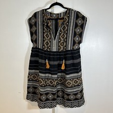 Anthropologie Woven Tassel Dress In Geometric Print Size Small NWT Boho