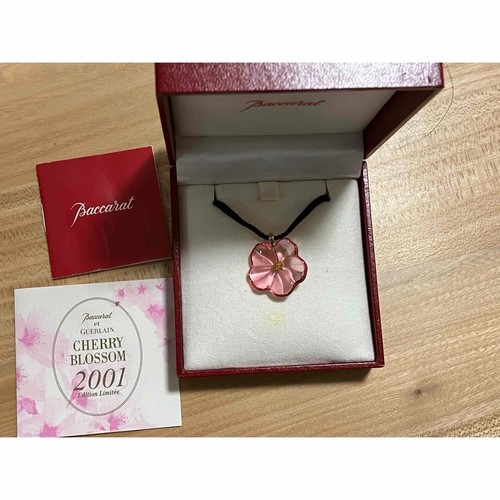 Baccarat Guerlain Necklace 18K Pink Crystal Flower Pendant Choker Limited 2001 - Picture 4 of 5