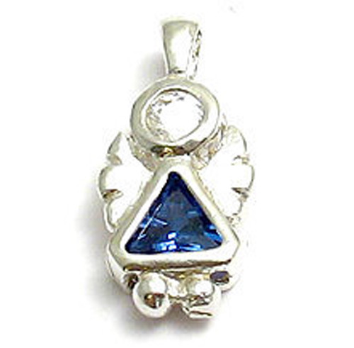 Dije colgante piedra de nacimiento circonial triángulo ángel de plata esterlina 925 (elige el mes) - Imagen 4 de 13