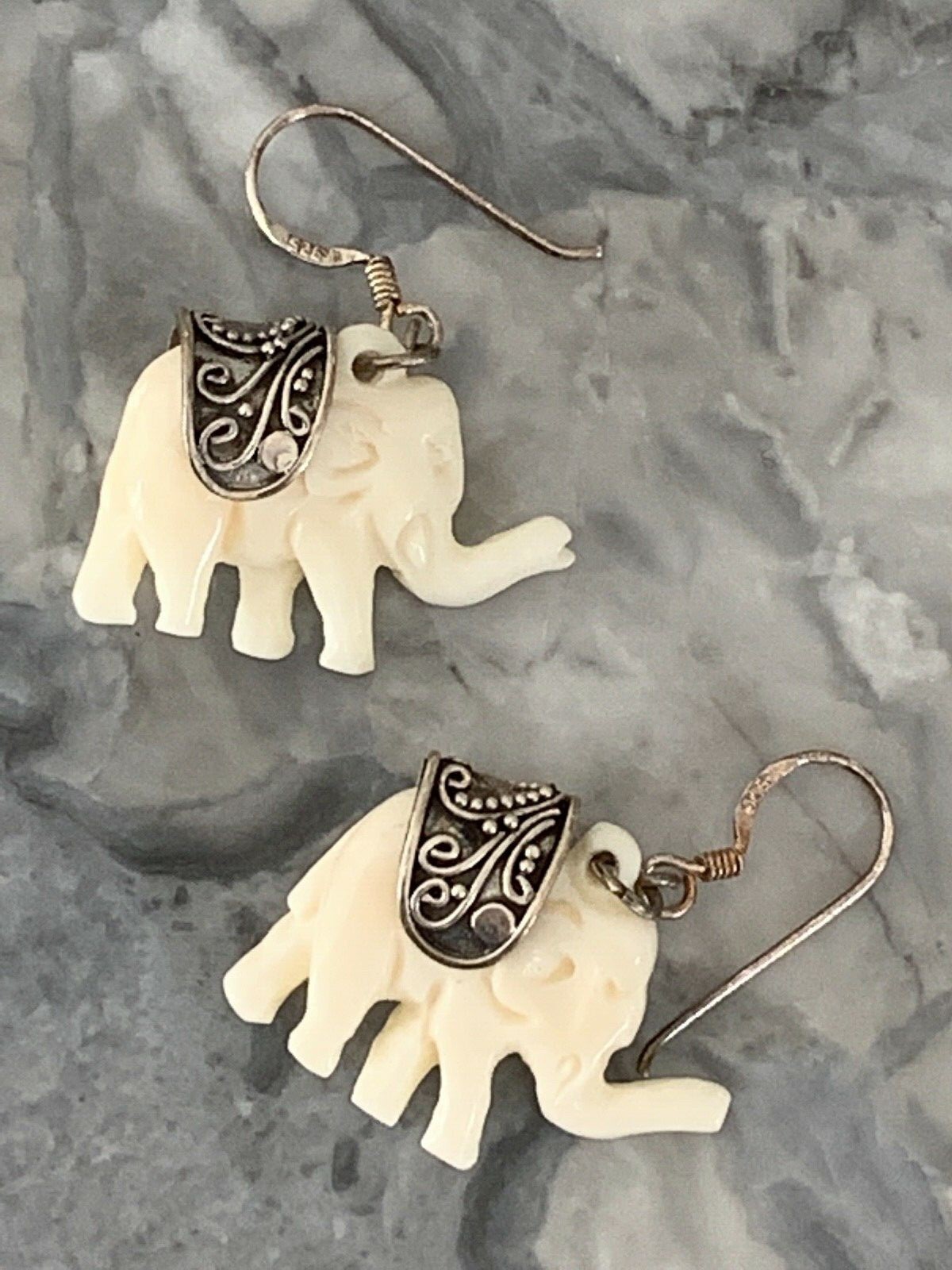 Solid Silver Earrings  Carved Hallmarked - image 6