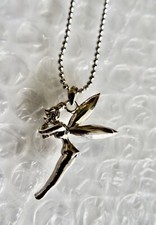 tINKER BELL CRYSTAL PENDANT NECKLACE 12K GOLD FILLED SILVERTONE JEWELRY neocurio