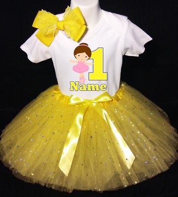 Ballerina part-With NAME-- 1st Birthday Dress shirt 2pc Yellow Tutu outfit Dance | eBay Ballerina part-With NAME-- 1st Birthday Dress shirt 2pc Yellow Tutu outfit Dance | eBay