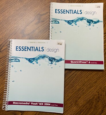 Lot Of 2 Essentials For Design QuarkXPress & Macromedia Level One Spiral Books.