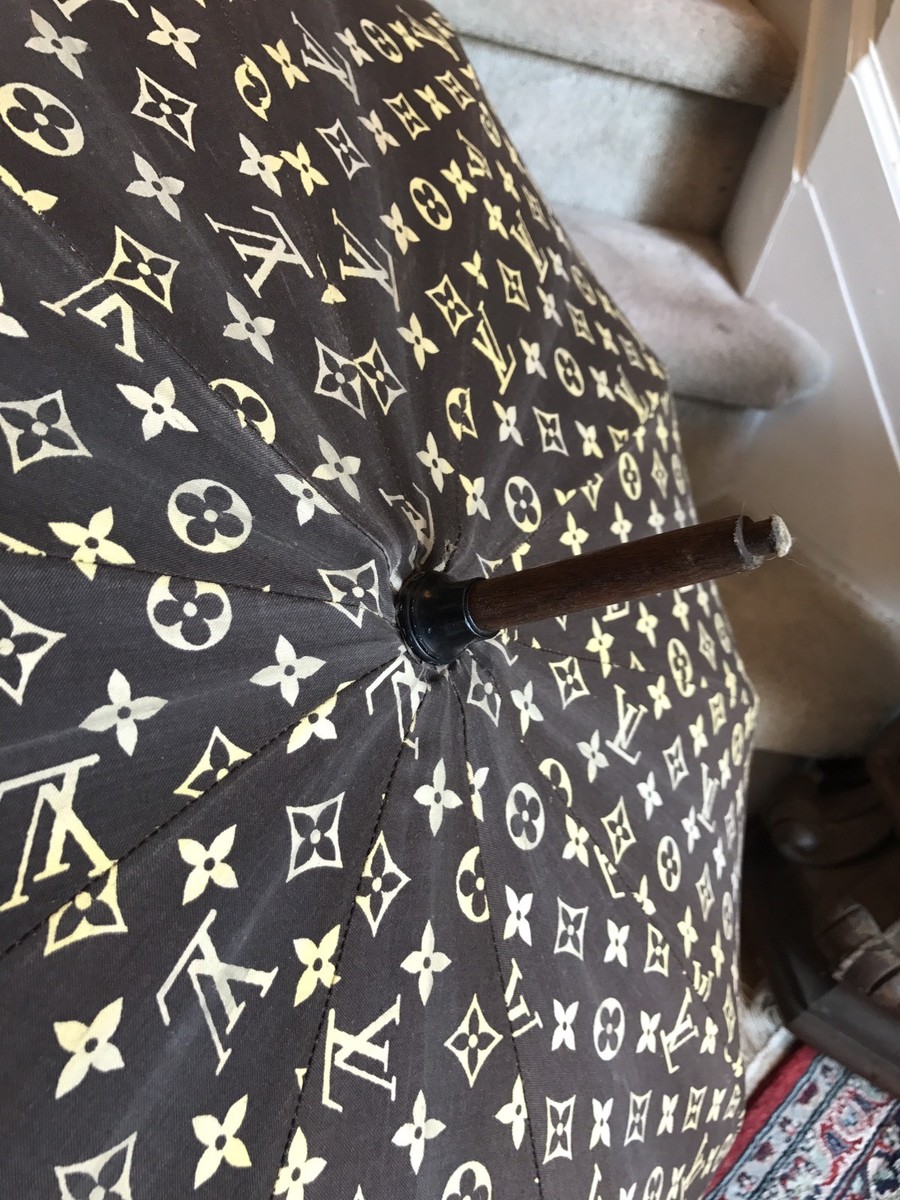 LOUIS VUITTON VINTAGE アンブレラ 傘 Vintage 70's LOUIS VUITTON Wood Handle Cotton Fabric