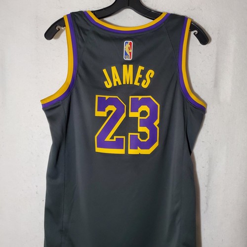 Nike Lakers LeBron James City Edition Swingman Authentic Jersey Men Small Grey - Picture 13 of 15