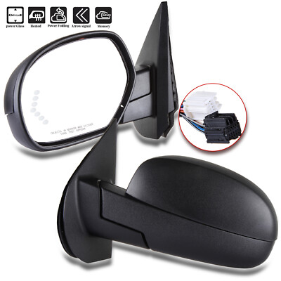 Power Fold Heated Arrow Light Memory Black Left Side Mirror For 07-13 Chevy GMC