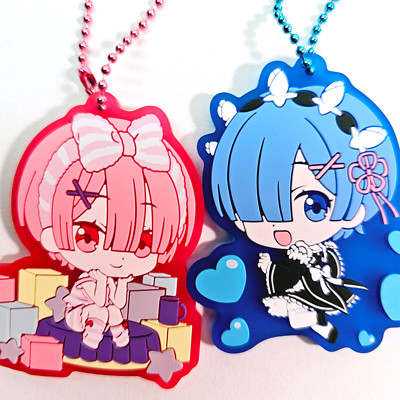 Re:Zero REM RAM Set of 2 KEYCHAINS Transluscent Chibi - US Seller