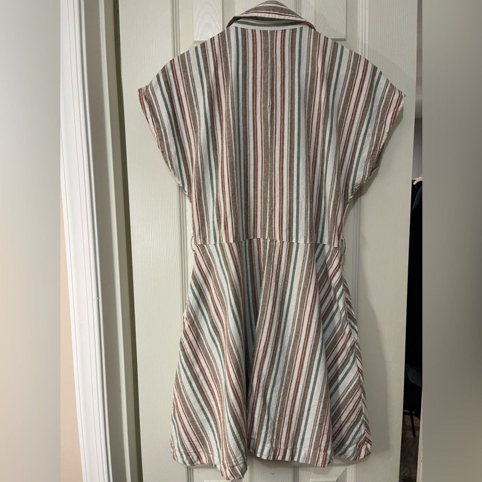 Roxy Button front Striped Cottage core Linen Blen… - image 6