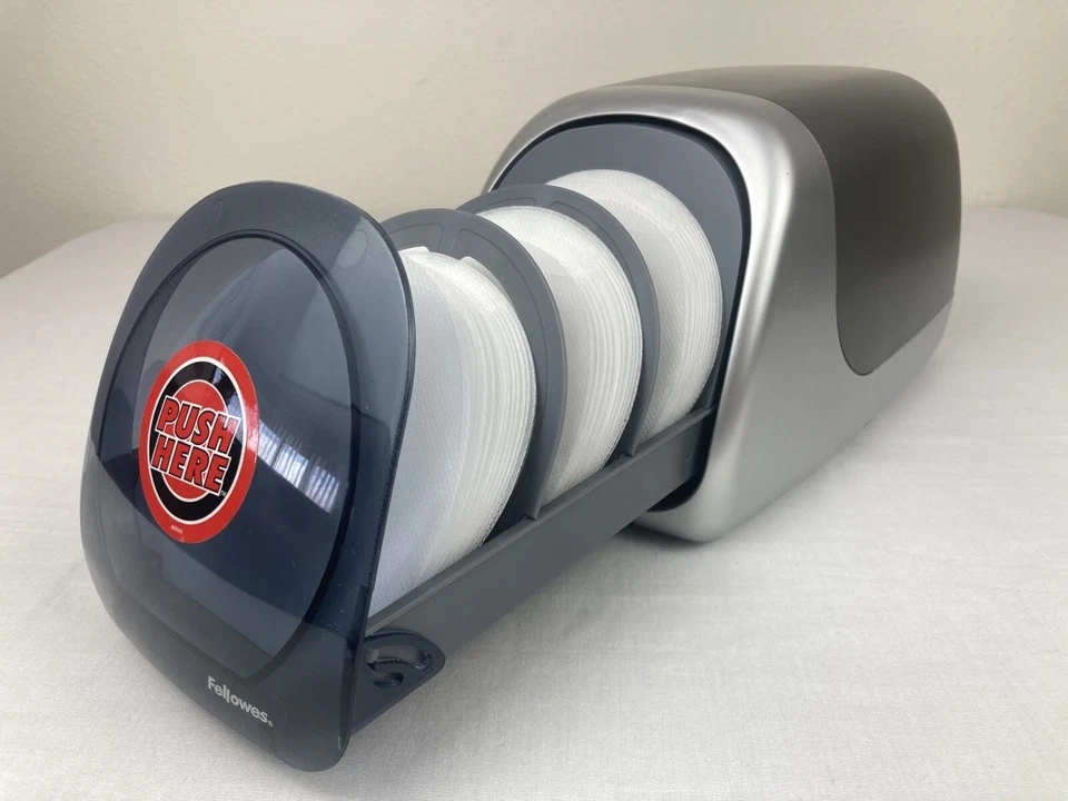 FUNDA DE DISCO CD DVD DE ESCRITORIO FELLOWES SOPORTE RETRÁCTIL ABIERTO A PRESIÓN ¡CAJA DE ALMACENAMIENTO EN MUY BUENA CONDICIÓN! Foto 3 de 4