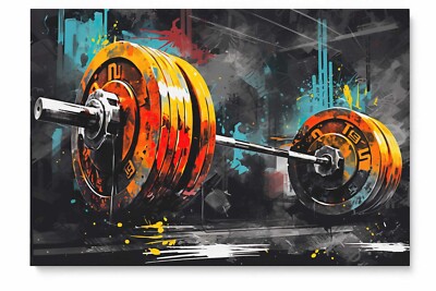 Abstrakte Hantel, Fitness Wandbild Druck, Motivation, Leinwand, Gym Wandkunst