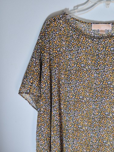 Michael Kors Blouse Womens Medium Sheer Floral Dark Cottagecore Feminine - Picture 3 of 8