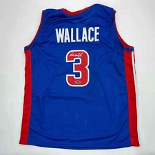 Facsimile Autographed Ben Wallace Detroit Blue Reprint Jersey Size Men's XL
