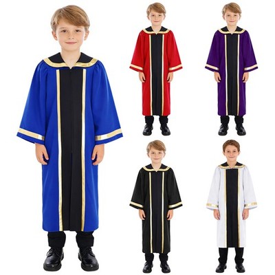 Unisex Kids Dress Worship Costume Boys Gown Girls Robe Graduation Mock Neck  | eBay