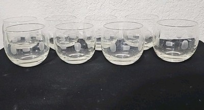 8 Vtg MCM Javit Crystal Glasses  Roly Poly Cocktail 6oz - 8oz 3''