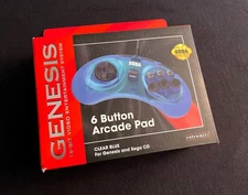 Retro-Bit Sega Genesis 6 Button Wired Controller Clear Blue New in Open Box
