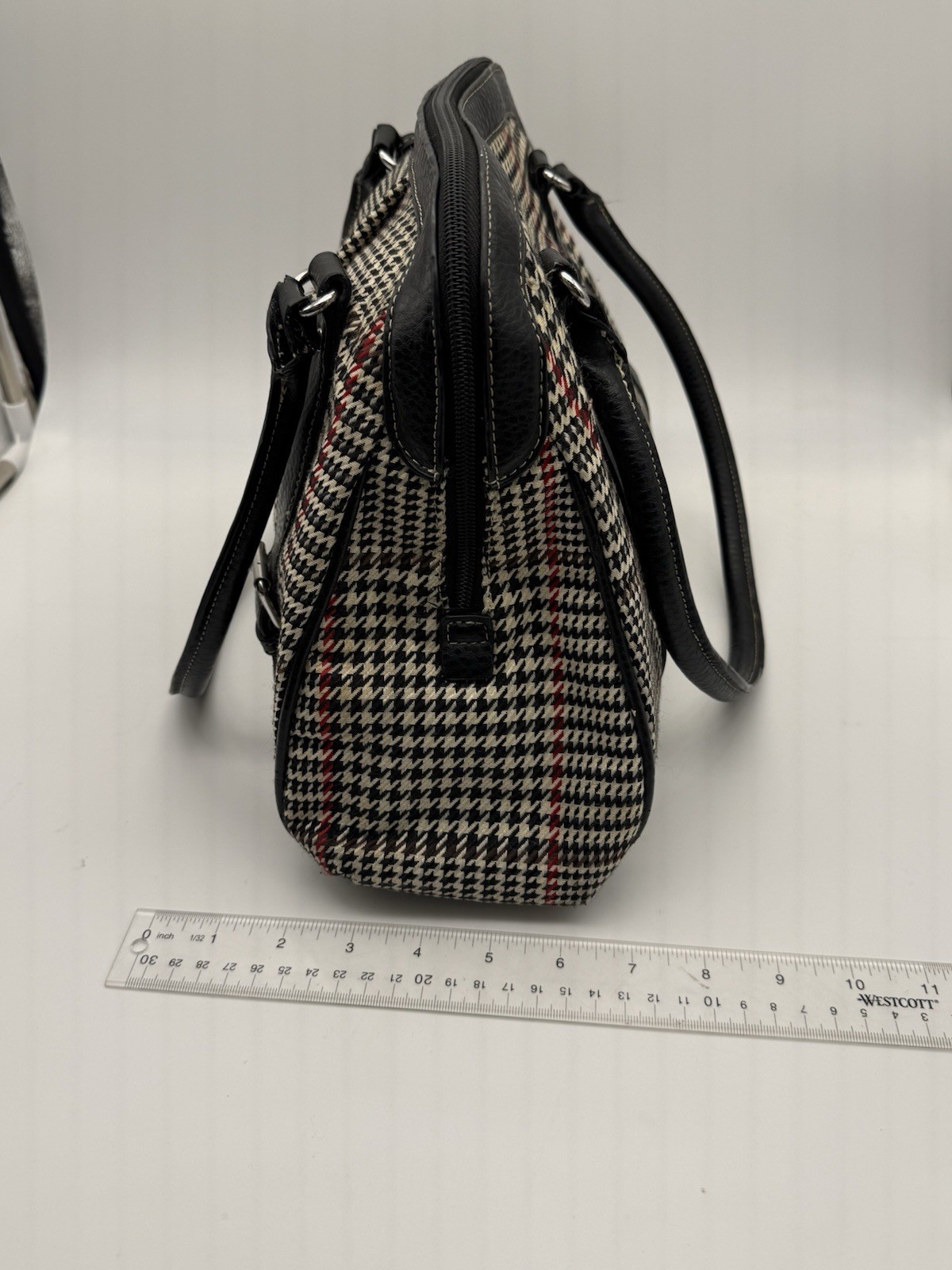 Vintage Chaps Houndstooth Structured Satchel Shou… - image 6