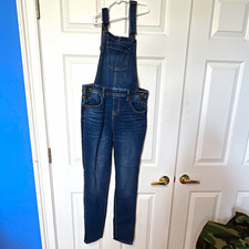 Cat Jack Girls Blue Denim Overalls 14-16 Stretch Adjustable Straps -Halloween