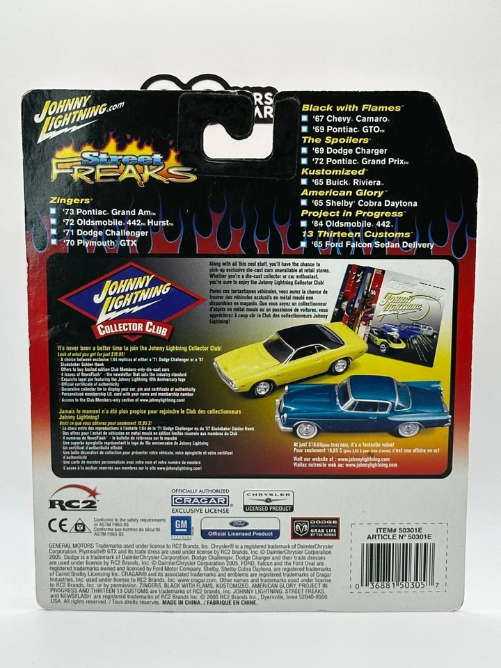 Johnny Lightning Street Freaks Black With Flames '69 Pontiac GTO White Lightning - Image 3 of 3