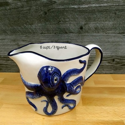 Octopus Measuring Cup 1 Quart Ceramic Batter Bowl by Blue Sky Goldminc