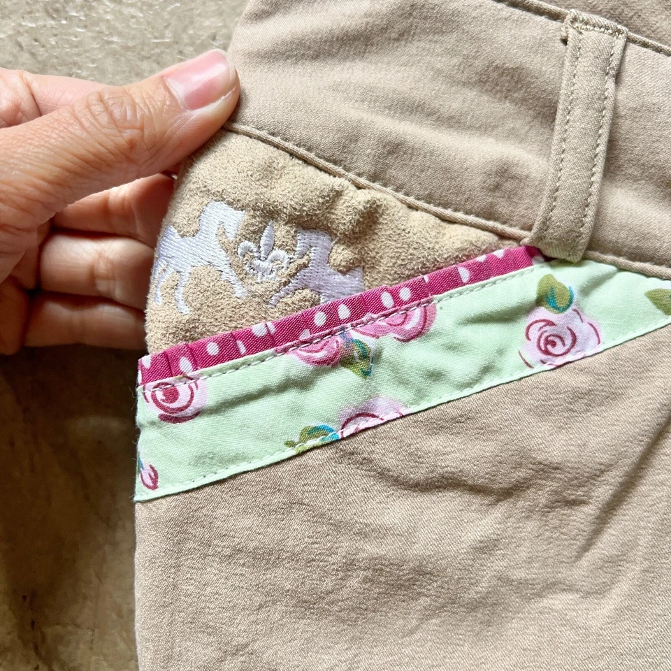 Pantalones de montar de alta costura equina para niñas 8 bronceados florales ecuestres para montar a caballo Foto 3 de 4