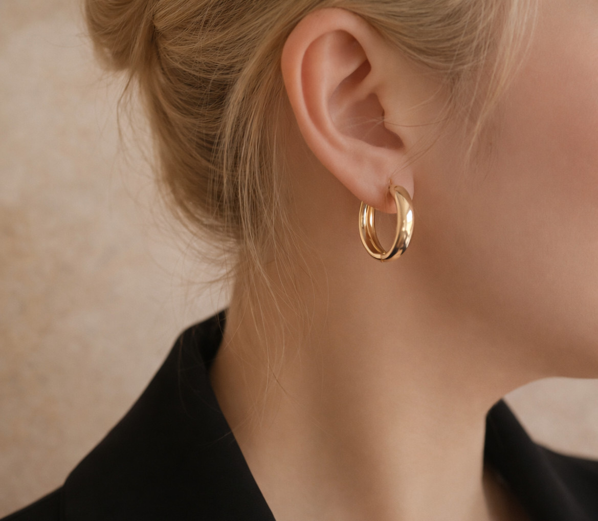 Gold Creolen Ohrringe 18K vergoldet Damen – Klassisch Elegant - NEU