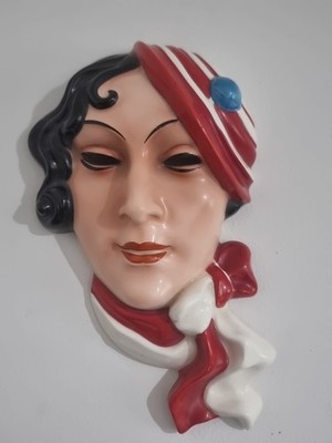 Art Deco 40er Jahre Wandrelief Tschechoslowakische Dame Wandbild, RAR.