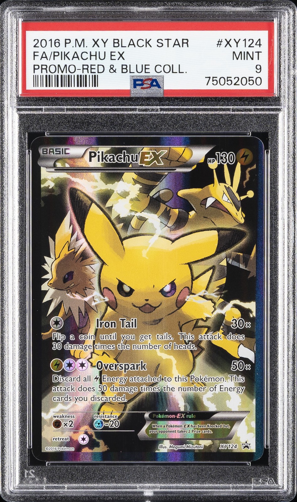 2016 POKEMON XY BLACK STAR PROMO RED & BLUE COLLECTION FULL ART/PIKACHU EX PSA 9