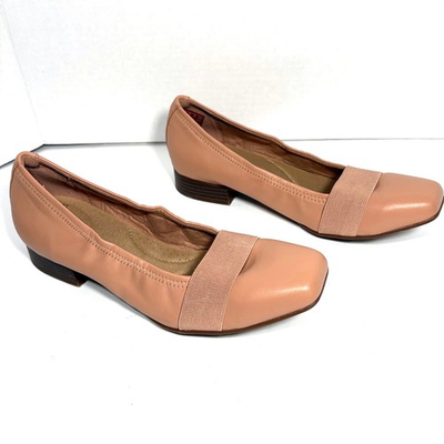 #ad #ad Clarks Tilmont Slip ballet flat Women Peach Leather Square Toe Size 8 $25.19