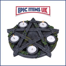 Image of Nemesis Now Wiccan Pentagram Tea Light Holder Gothic Witch Candle Holder 25.5cm