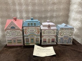 Vintage Lenox Spice Village 4 Piece Canister Set Coffee Sugar Flour And Tea