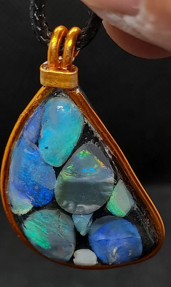 58.54ct Huge Solid Black Opal Lightning Ridge Vibrant Galaxy Polished Pendant✨️ - Image 4 of 4