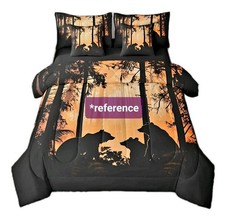 NEW WILD BEAR QUEEN BED IN A BAG 7 PC BEDDING SET INCL COMFORTER CABIN LODGE