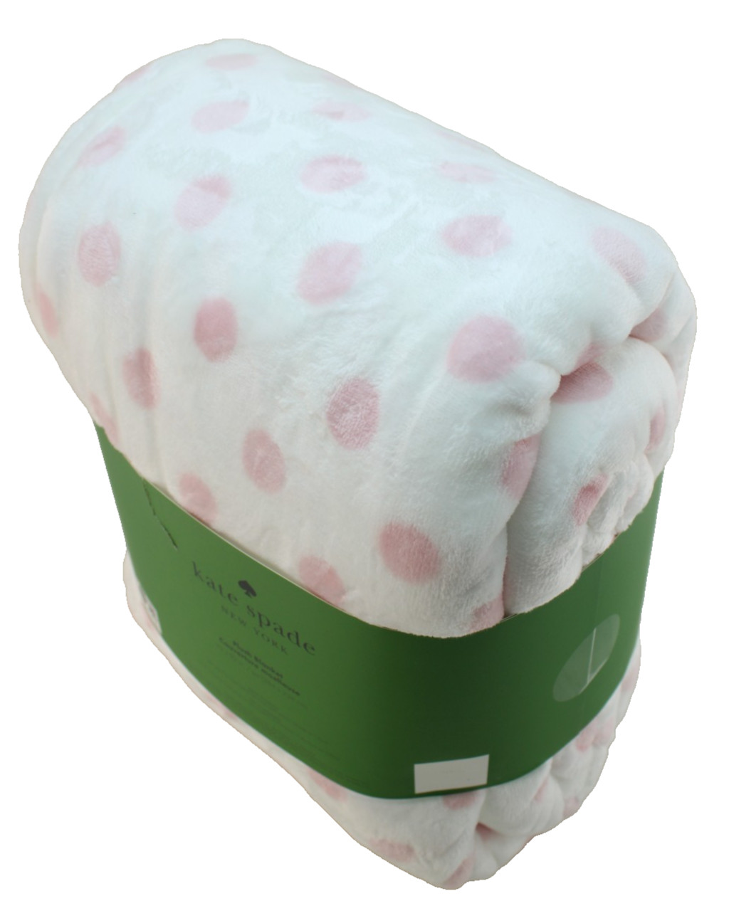 KATE SPADE King Size 112" x 92" Pink / White Polka Dot /Badge Logo Plush Blanket thumbnail 6