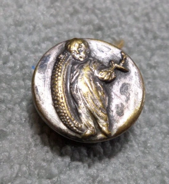 Vintage Antique Overall Stud Button FISK TIRE LITTLE BOY CANDLE - Image 2 of 4