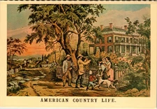 Vintage American Country Life Postcard by Merrimack Publishing Currier & Ives