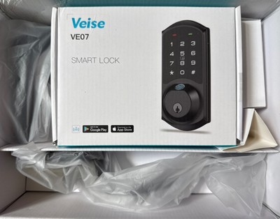 Veise Fingerprint Smart Locks for Front Door with Handle Set VE07-H Black