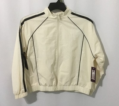 Weekend Academy Girl s Full Zip Track Jacket Ivory/Black Bow Trim XL (14-16)