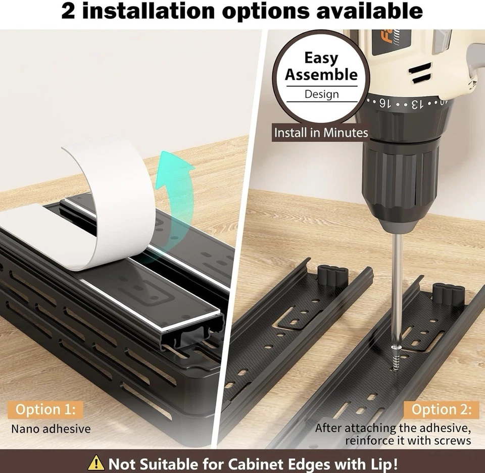 Paquete de 2 organizadores de especias extraíbles 2 niveles negro - A0031 Foto 3 de 4