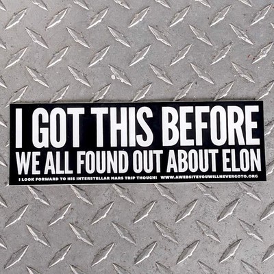 I Bought This Before We All Found Out About Elon - Anti-Tesla Bumper Sticker