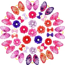 Janinka 36 Pieces Dog Hair Bows with Rubber Bands Butterfly Vibriant Color 