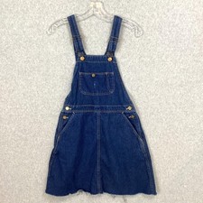 Vtg Pointer Brand Overall Bib Denim Jumper Size 6-7 Raw Hem Preppy USA 80s 90s