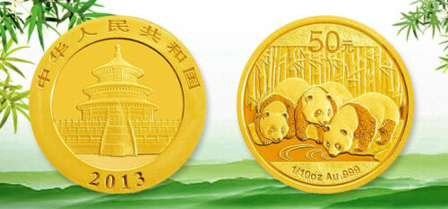 CHINA 1 / 10 Oz 50 Yuan 2013 Rare PANDA GOLD COIN UNC CHINESE CURRENCY MONEY - 第 1/2 張圖片