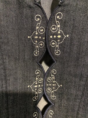 ADDITIONS BY CHICO'S Denim Jacket 3 Blue Embroidery Rhinestone