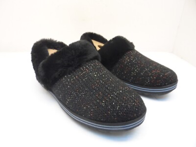 Skechers Women's 113248 Bobs Too Cozy Mixed Discovery Slipper Black Multi 7M