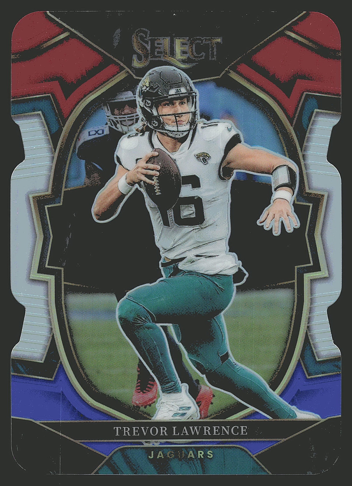 2022 Panini Select #41 Trevor Lawrence Red and Blue Prizm Die Cut