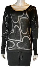 DEPT Black Knit Shear Hearts Dress Small