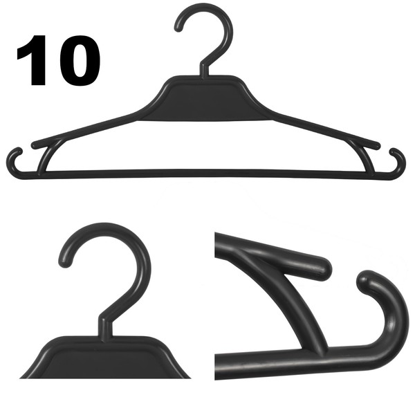 10 GarderobenbüGel KleiderbüGel Kunststoff Schwarz Kinderkleidung Breite 31 Cm-image