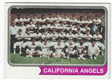 Charlie Sands Signed 1974 Topps Angels Team Card / Autographed