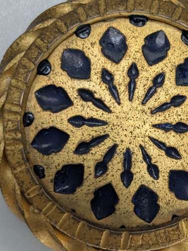 Médaillon de 1925 de la vierge Marie bronze doré pate de verre bleuté A.AUGIS - Photo 9/12